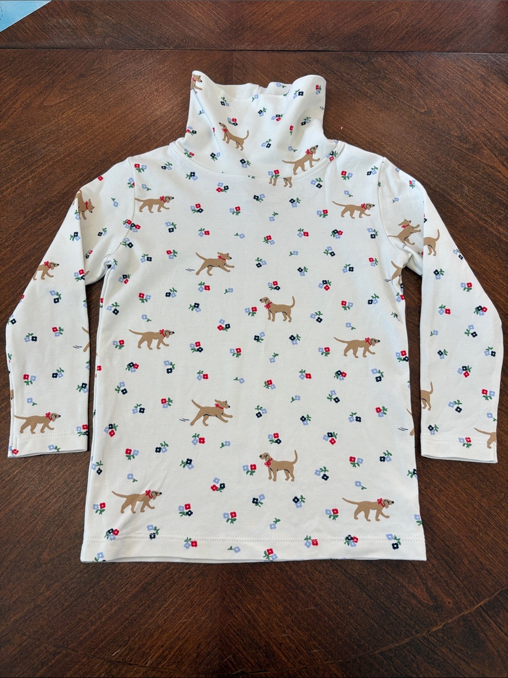 The Beaufort Bonnet Company Cream Long-Sleeve Turtleneck with Dog & Floral Print